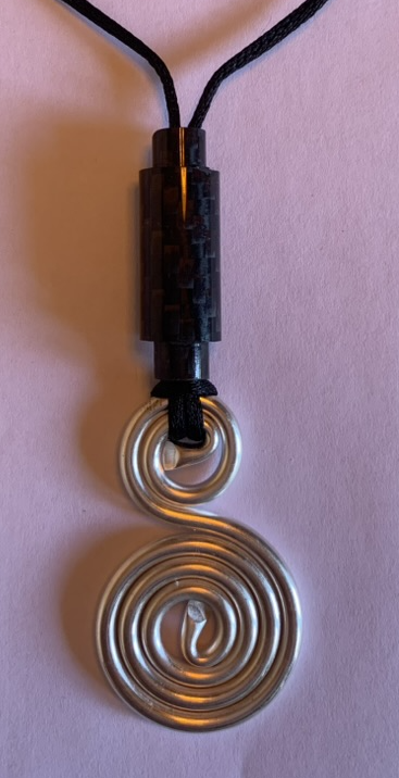 Nature Harmony Spirit Mini-Wand with coppper PHI Spiral Harmoniser below it in the one pendant