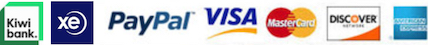 Kiwibank, XE and PayPal accepts Mastercard, ViSA, Discover, AmEX