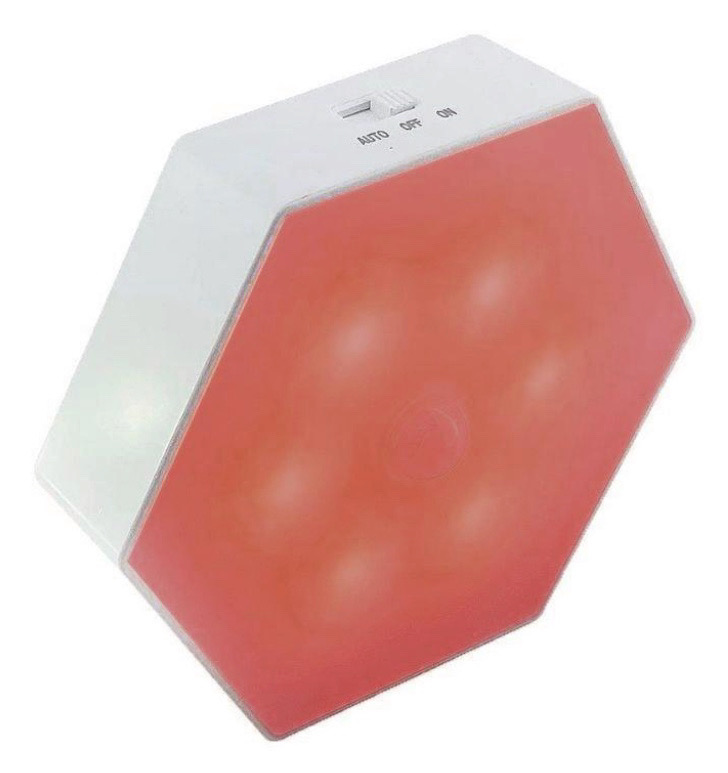 hexagonal shaped magnetic mounted red nightlight