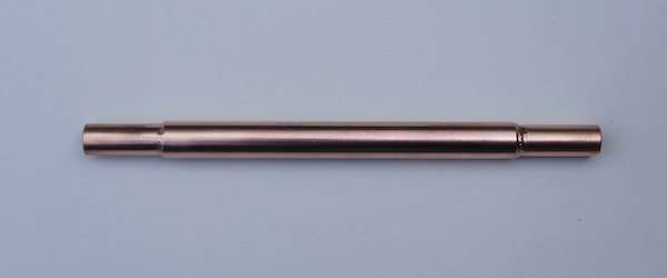 Copper Vortex Revitaliser showing Australian sized ends permanently brazed on ready for Australian plumbing