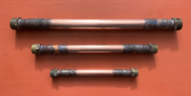 Standard Copper Vortex Water Revitalisers with adapted threaded ends for NZ plumbing