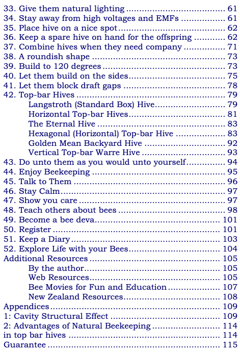 Better Health for Honeybees Naturally - Contents page 2 of 2